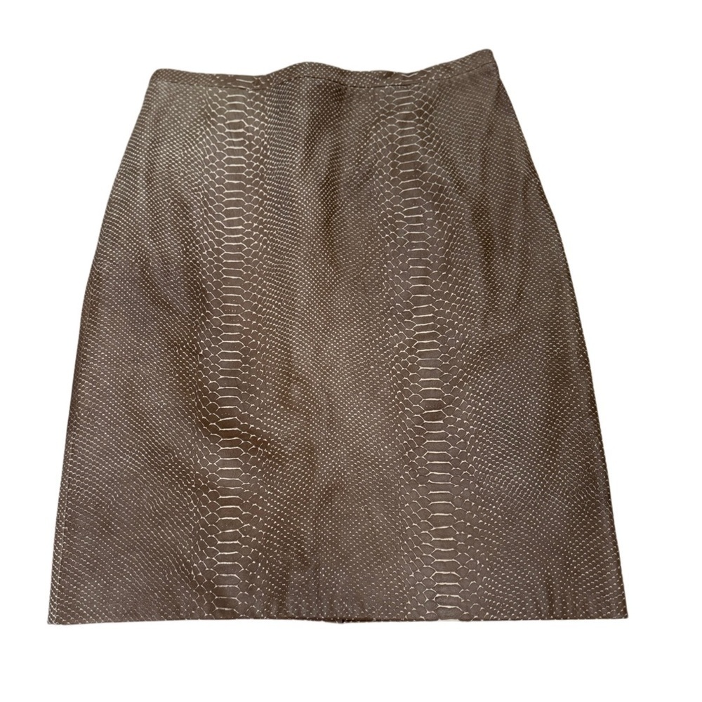 Leather Feminine Maximalism Animal Print Textured Neutral Pencil Skirt Size 10